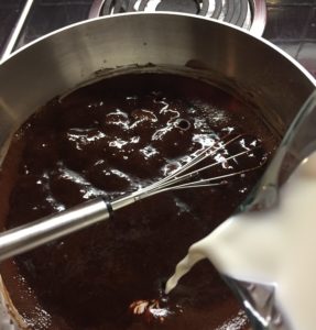 add rest of cream to chocolate mixture